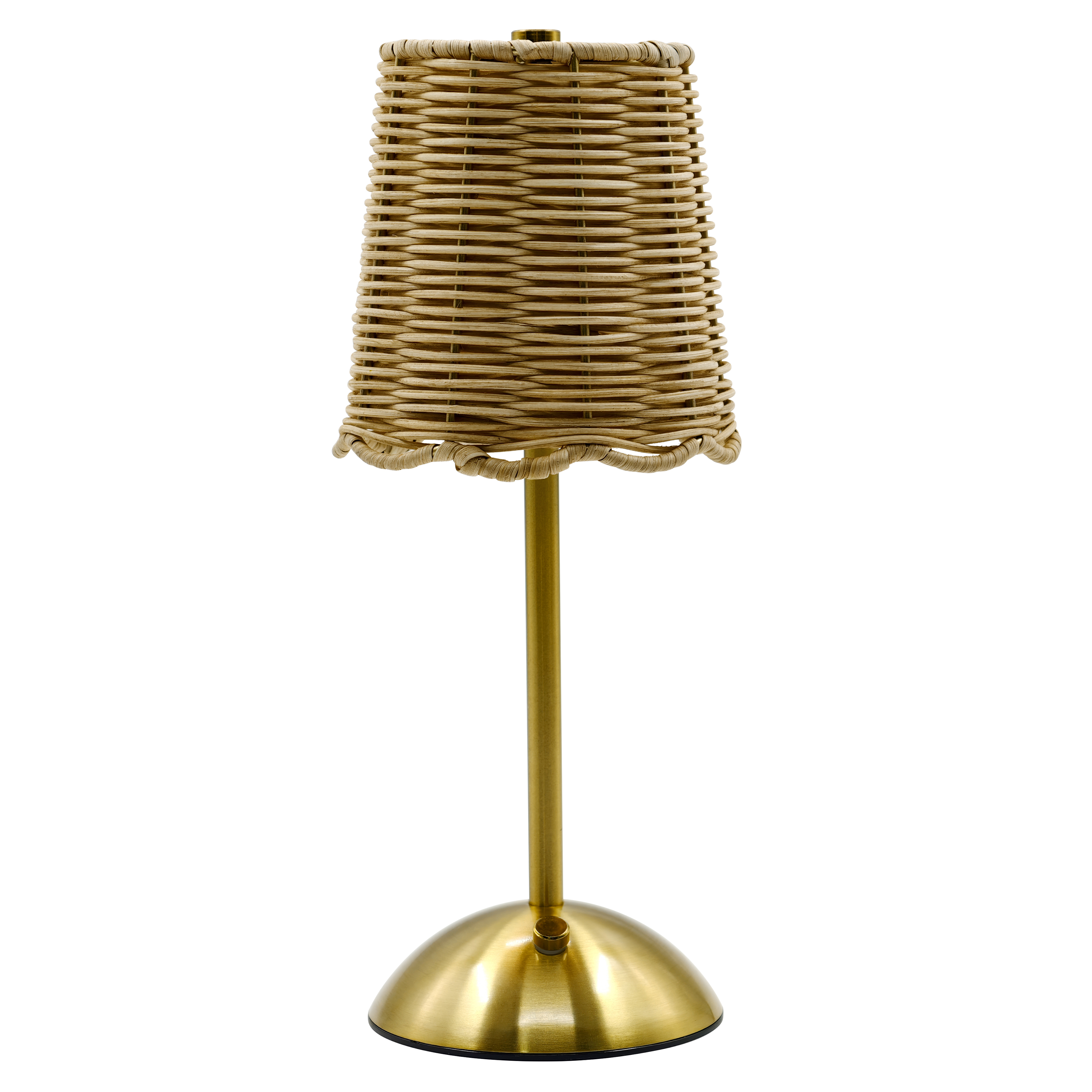 Sterling & Noble Home Cordless Rattan Table Lamp, Brass Finish