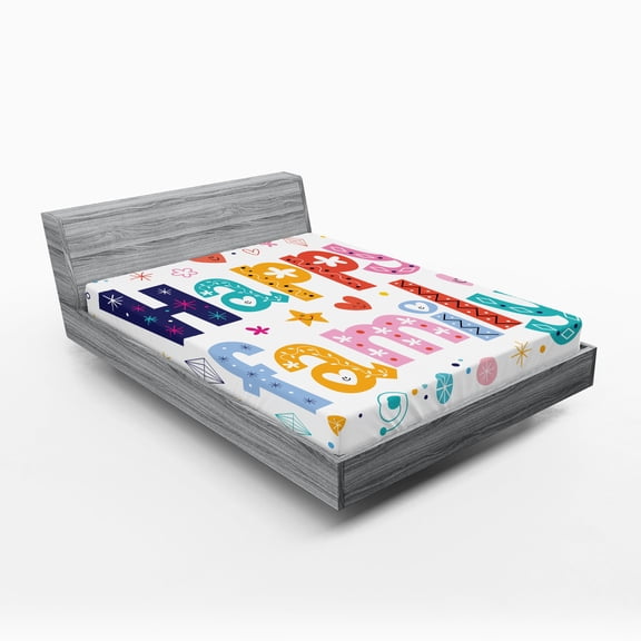 Ambesonne Colorful Fitted Sheet, Happy Family Floral, Full Size, Multicolor