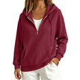 thumbnail image 3 of Lumtrix Womens Zip Up Hoodie Oversized Sweatshirt Soft Fleece Pullovers Comfy Sweatshirts with Pocket Wine L, 3 of 10