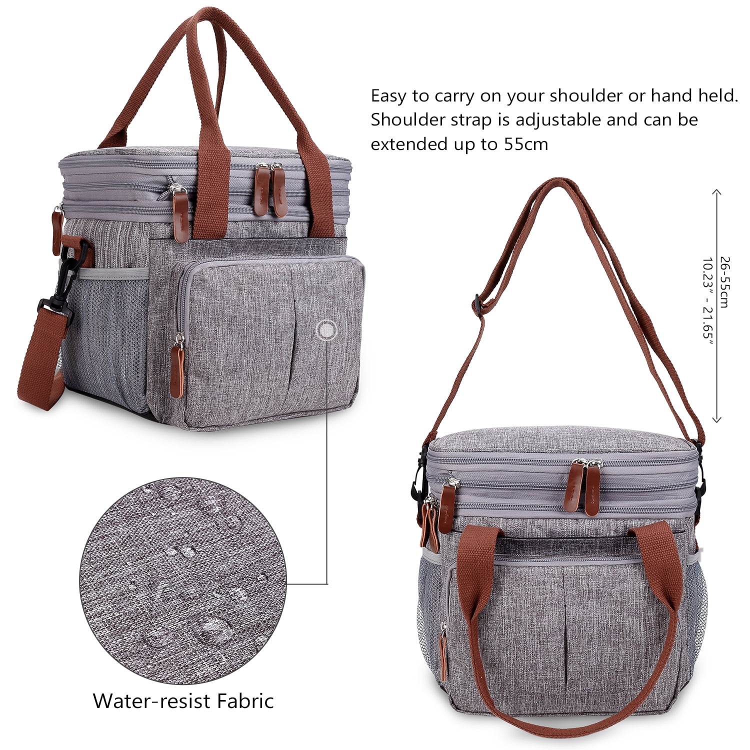 Lunch Bag for Women Men Double Deck Expandable Lunch Box,Large Lunch Bags,Leakproof Lunch Box Cooler Bag