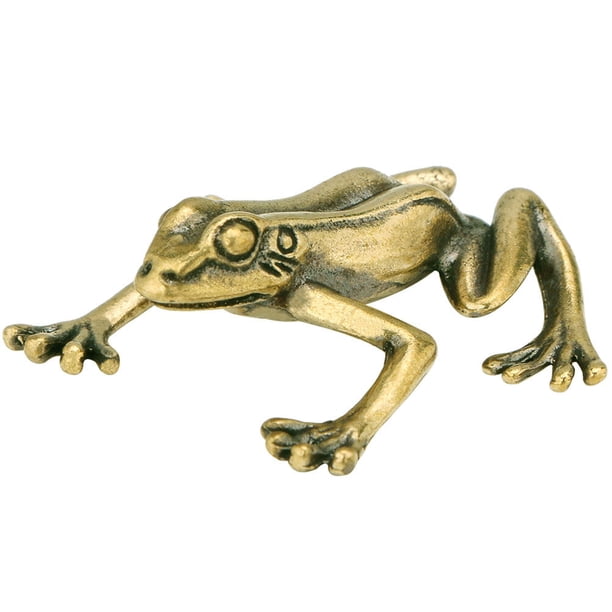 GOOHOCHY Estatua de animales de latón vintage mini figura de rana en forma de latón estatua de animales realistas