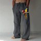 thumbnail image 2 of Pantalones casuales de lino para hombre, estampado de mariposas y pájaros, talla grande, sueltos, ligeros, elásticos, con cordón, para exteriores, playa, yoga 015-gris oscuro 2XL 015-gris oscuro 2XL Xishao ropa, 2 of 2