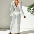 thumbnail image 4 of Efsteb Women's Beach Crochet Maxi Dress Summer Knit Hollow Out Long Sleeve Cover Ups Mesh Bathing Suit Vacation Swimwear (White,M), 4 of 7