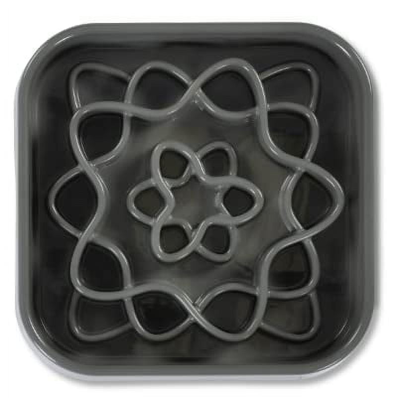 Messy Mutts Interactive Square Slow Feeder | Cool Grey (8 Cup) | 11” x 11” Square Puzzle Slow Feeder for Dogs | Enrichment Food Dish for Slow Eating, Bloating