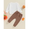 thumbnail image 4 of Suealasg Toddler Boys Halloween Outfits Set 6M 1T 2T 3T Long Sleeve Pumpkin Print Sweatshirt + Pants Set 2Pcs Infant Baby Halloween Clothes, 4 of 7