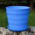 thumbnail image 5 of Colorful Plastic Flower Pot with Saucer | Planter with Drainage Holes | Modern Home Office Garden Balcony Decor, 5 of 6