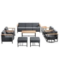 thumbnail image 2 of Unnifurnzi 9 Pieces Outdoor Patio Furniture-Patio Conversation Sets with Outdoor Swivel Chair Outdoor Sofa Set with Patio Ottoman for Deck Porch Poolside Balcony-Black/Dark Gray, 2 of 7