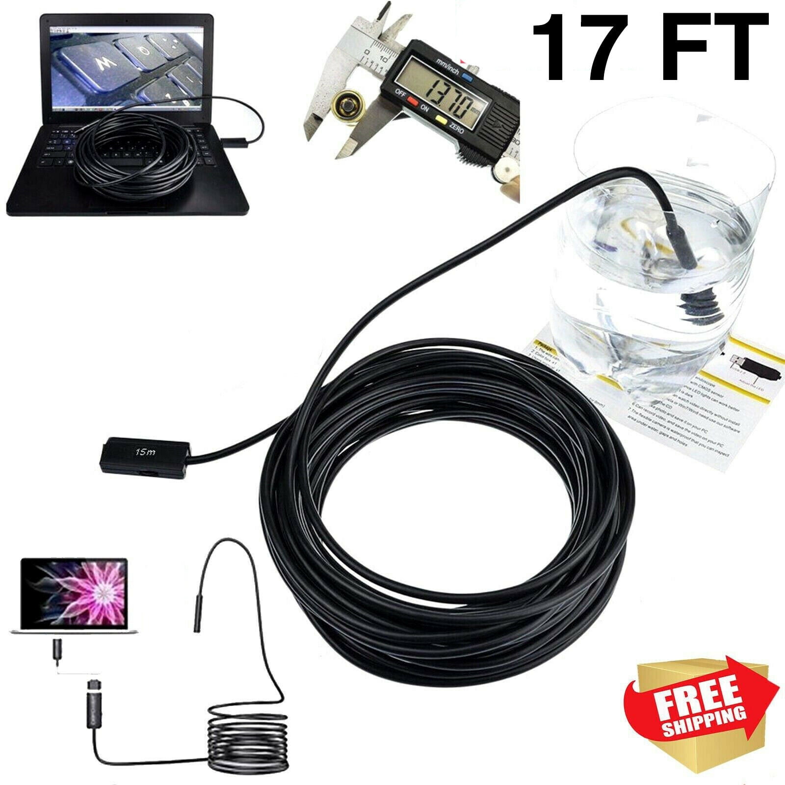 5 Meters Pipe Drain Inspection Camera Plumbing USB Endoscope Sewer Waterproof