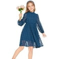 thumbnail image 4 of Arshiner Flypigs Tween Girls Long Sleeve Fall Dresses Swiss Dot Casual Party Dress, 4 of 8