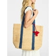 thumbnail image 2 of No Boundaries Women's Beach Icons Jute Tote Bag, Natural with Blue Denim, 2 of 6