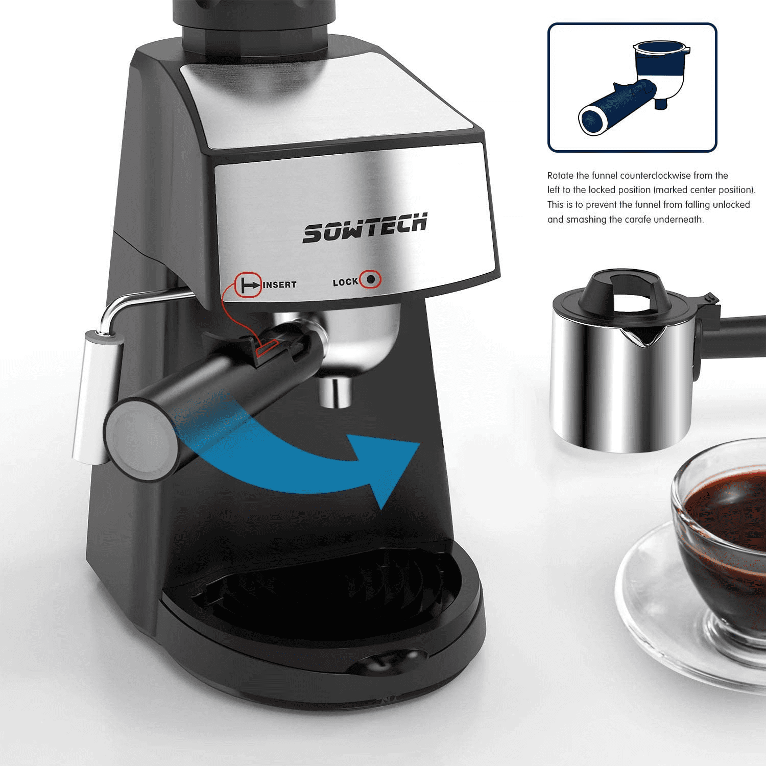 Buy SOWTECH Espresso Machine Coffee Maker Cappuccino Latte Machine with Steam Milk Frother