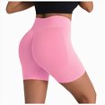 thumbnail image 3 of KPOPLK Women's Biker Shorts 2.5" No Front Seam High Waist Hidden Scrunch Workout Gym Yoga Running Shorts,Pink,Size L, 3 of 5