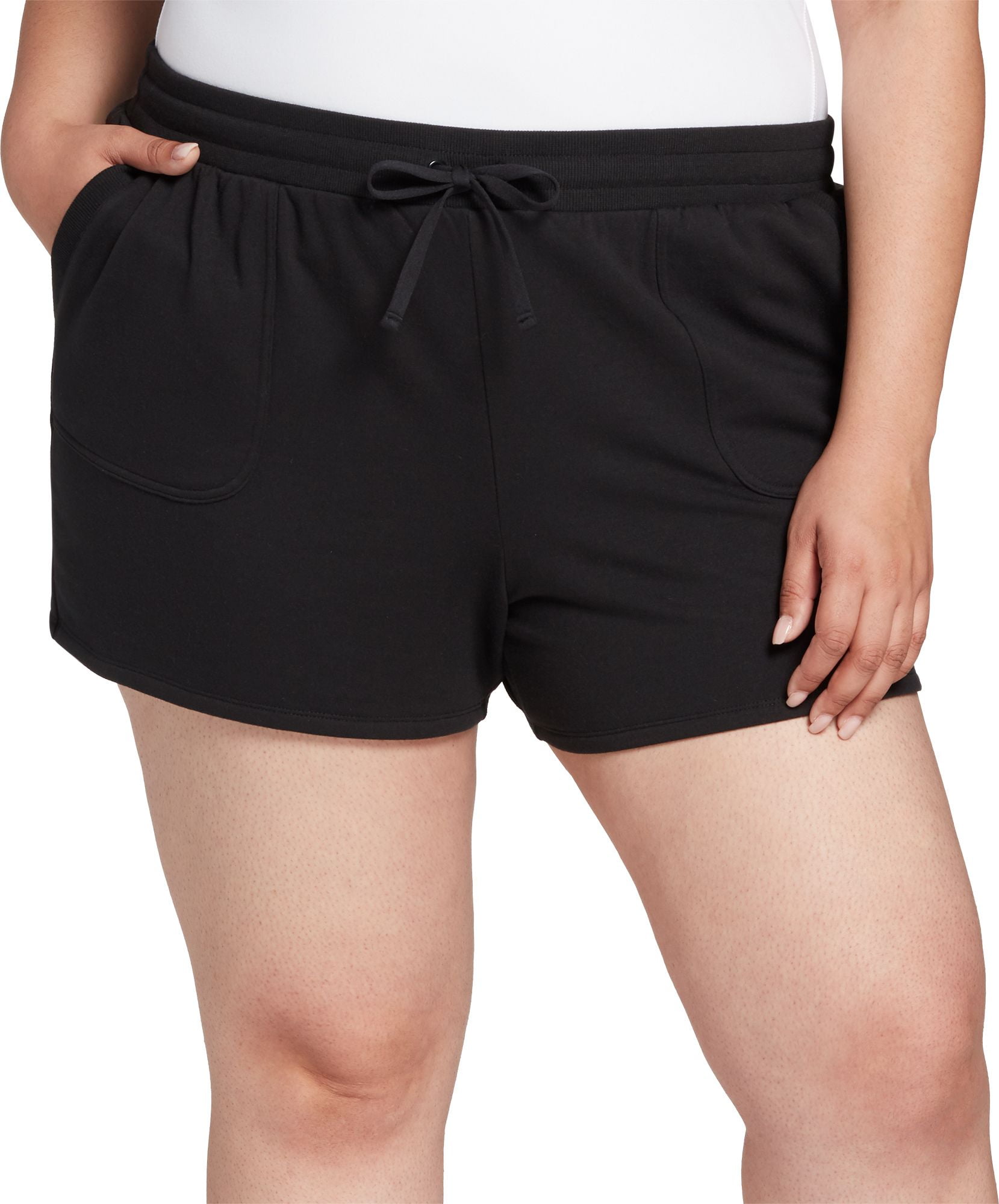 womens black fleece shorts