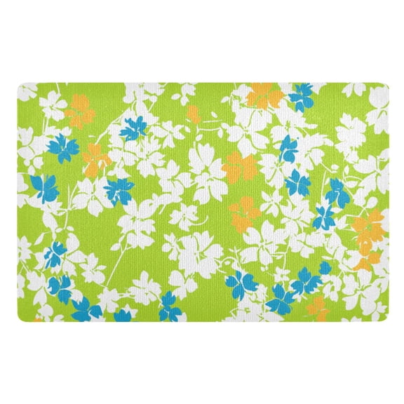 Bright Floral on Green Floor Door Mat Outdoor Indoor for Home Entrance Welcome Mats 32"x20"