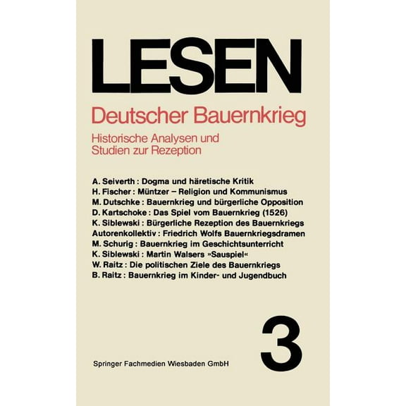 Lesen Deutscher Bauernkrieg: Historische Analysen Und Studien Zur Rezeption, (Paperback)
