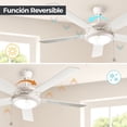 thumbnail image 3 of Ventilador de techo 52, 2 luces E27 40 W, acabado blanco, 5 aspas reversibles, 3 velocidades, 3 of 8