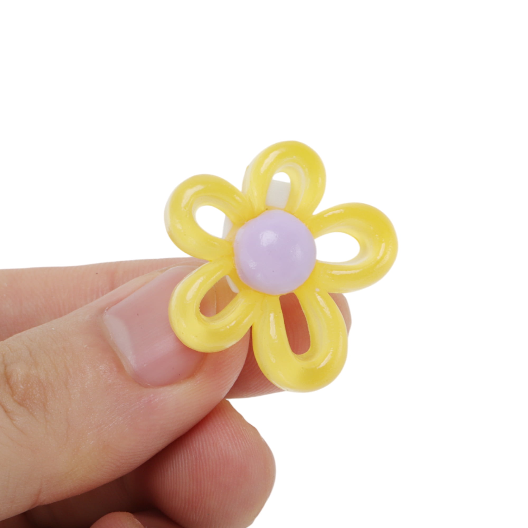 Unique Bargains Hollow-out Flower Shoelace Charms 1 Pair Yellow