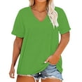 thumbnail image 2 of Green Tshirts for Women Plus Size V Neck T Shirts Women Short Sleeve Tops Casual Summer Tshirts Loose Fit Tee Going Out Tops for Women, 2 of 5