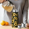 thumbnail image 4 of 20 Oz Black Sunflower Coffee Tumbler Double Wall Insulated Stainless Steel Water Bottle | Metal Reusable Thermoses Flask with Cup Cap | Leak & Sweat Proof with Anti-Dust Lid, 4 of 7
