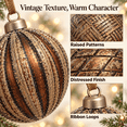 thumbnail image 4 of KFUIRDE Vintage Painted Christmas Ornaments Set 12pc, Warm Brown Retro Tree Decor with Shatterproof Hanging Balls, Vintage Style Accents for Christmas Tree Mantel Wreath, Holiday Display, 4 of 8