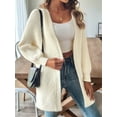 thumbnail image 3 of Women Knit Long Cardigan Long Sleeve Open Front Oversized Sweater Coat Black L, 3 of 8