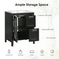 thumbnail image 6 of Soges 24" Bathroom Vanity with Ceramic Sink, Solid Wood Bathroom Makeup Cabinet with Door, Adjustable Shelf and Drawer, Free Standing Single Basin Vanity Set for Small Bathroom, Black, 6 of 10