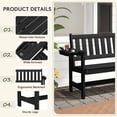 thumbnail image 3 of KINGYES HDPE Outdoor Bench with Integrated Side Tray, 2-Person All-Weather Patio Bench with 660 lbs Capacity, Porch Bench for Backyard, Garden & Park, Black, 3 of 12