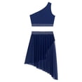 thumbnail image 4 of Traje de danza lírica de Ballet para patinaje artístico y gimnasia con diamantes de imitación para mujer, Top corto fruncido con falda dividida, trajes superpuestos de baile, 4 of 5