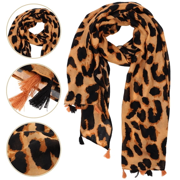 Raindrops Scarf Fashion with Tassel Leopard 1Pack