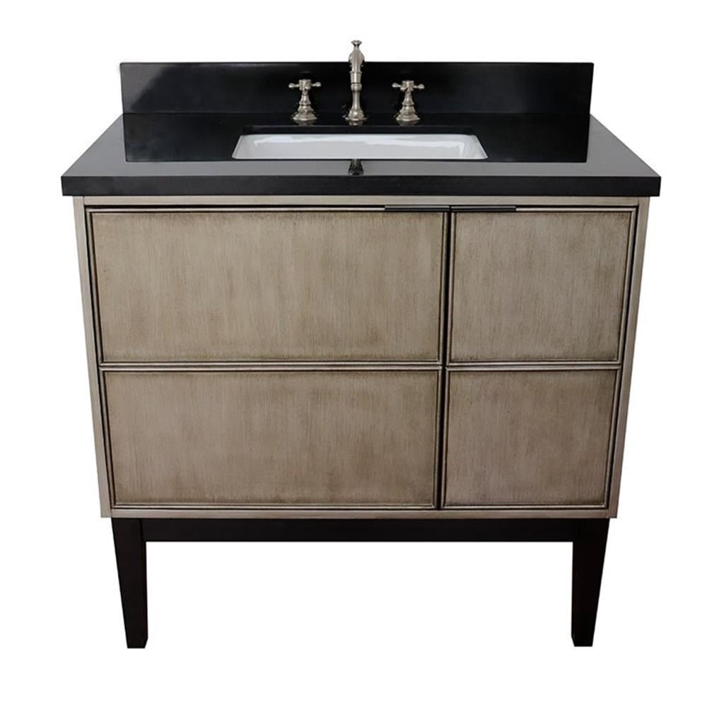 Bellaterra Home 37" Single vanity in Linen Brown finish top with Black galaxy and rectangle sink