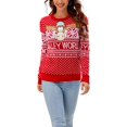 thumbnail image 3 of Suéter feo de Navidad para mujer Jersey de punto lindo impreso cuello redondo suéteres jerseys, 3 of 5