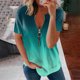thumbnail image 2 of Gibobby Blusas De Moda Camisa de moda con cremallera para mujer（Verde， S), 2 of 4