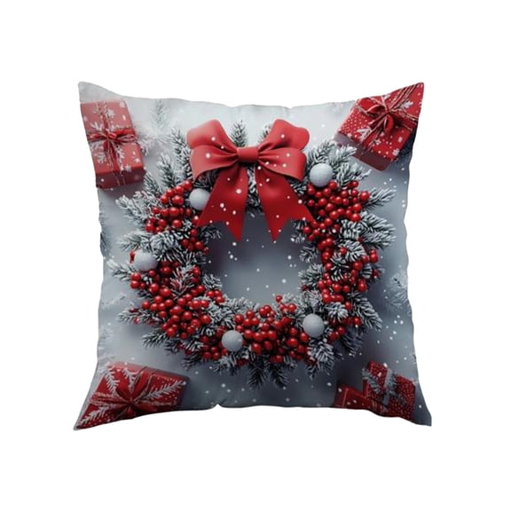 Luoshdecor Christmas Pillow Cover 18x18 in, Christmas Gift, Pink White Throw Pillow Covers,Christmas Decorations for Home Sofa, Bed