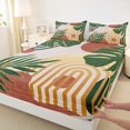 thumbnail image 3 of Manfei Modern Minimalism Twin Sheet Sets for Adult, Plant Botanical Twin Fitted Sheet, Abstract Striped Flat Sheet, Luxury Bedroom Decor, 3 Pieces, 3 of 7