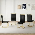 thumbnail image 3 of SUDICA Dining Chair Set of 6, Modern High Back Faux Leather, Gold Metal Legs, Black, 3 of 8