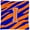 Blue Orange, variant on Monogram Initial I Tiger Stripe - Black Gold Decorative Fabric Pillow