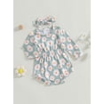 thumbnail image 5 of Michellecmm  Baby Girl Floral Romper Long Sleeve Jumpsuit Bow Headband Fall Outfit, 5 of 9
