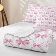 thumbnail image 4 of Erosebridal Cute Bow-Tie Twin Quilt Set, Chic Bowtie Twin Coverlet Set, Pink Reversible, Watercolor Pink, 2 Pieces (1 Bedspread and 1 Pillowcase), 4 of 7