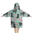 thumbnail image 2 of Bichon Dog Blue Florals Blanket Hoodies for Kids 6-13YR Oversize Wearable Blanket Hoodies for Boys Girls Teens, 2 of 7