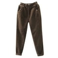 thumbnail image 1 of Gibobby pantalones de yoga Moda mujer talla grande pana cintura elástica bolsillo Harem pantalones largos (Café, M), 1 of 4