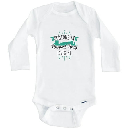 

Someone In Newport News Loves Me Newport News VA Skyline One Piece Baby Bodysuit (Long Sleeve) 6-9 Months White