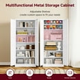 thumbnail image 5 of AUHUP Pantry Cabinet with 5 Adjustable Shelve, 71"H White Metal Storage Cabinet for Kitchen, Dining Room, Living Room, 5 of 7