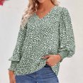 thumbnail image 2 of Pompotops Haut Mode Femme Ample Imprimé Col en V Manches Longues Liquidation, 2 of 5