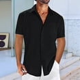 thumbnail image 2 of Camisas de Corta con Botones para Hombre, Camisas Casuales de Moda para Playa y Verano. Negro S, 2 of 3