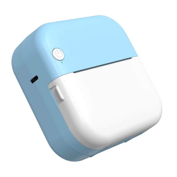 BIMZUC Mini Pocket Printer Thermal Label Maker 200dpi Inkless Sticker Photo Printer Portable Bluetooth Connection with 6 Thermal Paper Rolls 2.24 inches / 57mm Blue