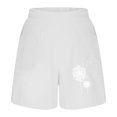 thumbnail image 3 of Usmixi Womens Summer Shorts Beach Fashion Dandelion Print Cotton Linen Short Pants Plus Size Elastic Waist Shorts with Pocket White XXL, 3 of 4