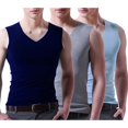 thumbnail image 2 of Blekii Men's V-Neck Casual Sleeveless Tank Top 3-Pack - Lightweight Breathable Cotton, Comfortable Daily Wear - Perfect for Undershirt Layering, Summer Casual, Home Relaxation,, 2 of 9