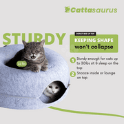 Cattasaurus Dome Donut Cat Cave Tunnel Bed, Light Gray, Large