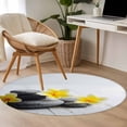 thumbnail image 4 of Yellow Egg Flowers Round Area Rug 3Ft Washable Small Circle Rugs for Kitchen Entryway, Plumeria Floral Stone Country Non-Slip Carpet Floor Mats Indoor Outdoor Carpet Runner Aesthetic Home Decor, 4 of 8