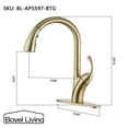 thumbnail image 2 of Boyel Living Kitchen Faucet with Pull Down Sprayer,3 Spray Patterns Single Handle Kitchen Sink Faucets Extended Pull Down Hose Faucets with Deck Plate Suit to 1 or 3 Holes Brushed Gold, 2 of 11